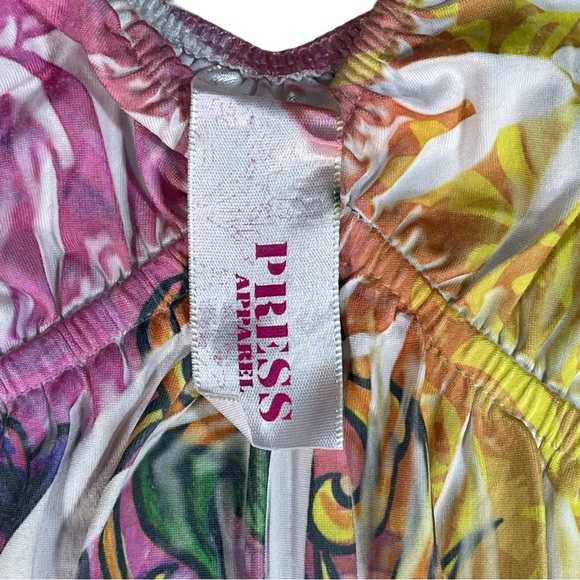 Press Apperal size large rainbow tie dye Ed Hardy style sparkly slinky dress EUC - Picture 11 of 12